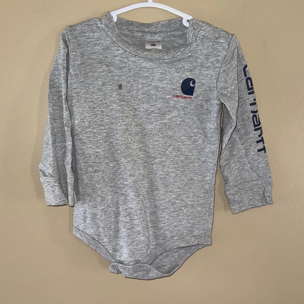 Carhartt Heather Gray Kids Long Sleeve Bodysuit
